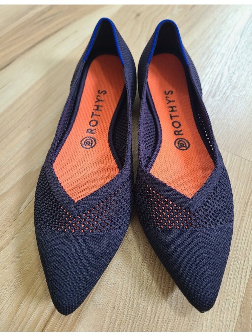Rothy’s The Point Maritime Navy Lattice Stitch Flats Shoes Size 9.5